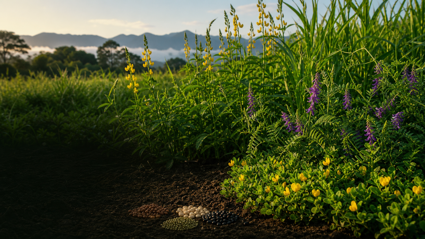 A diverse field trial of flowering legumes, tropical grasses and seed samples